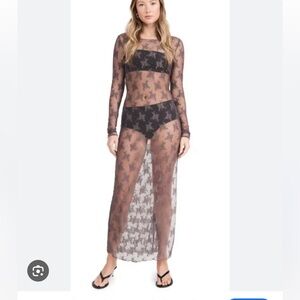 Free People Sheer Black Maxi Slip